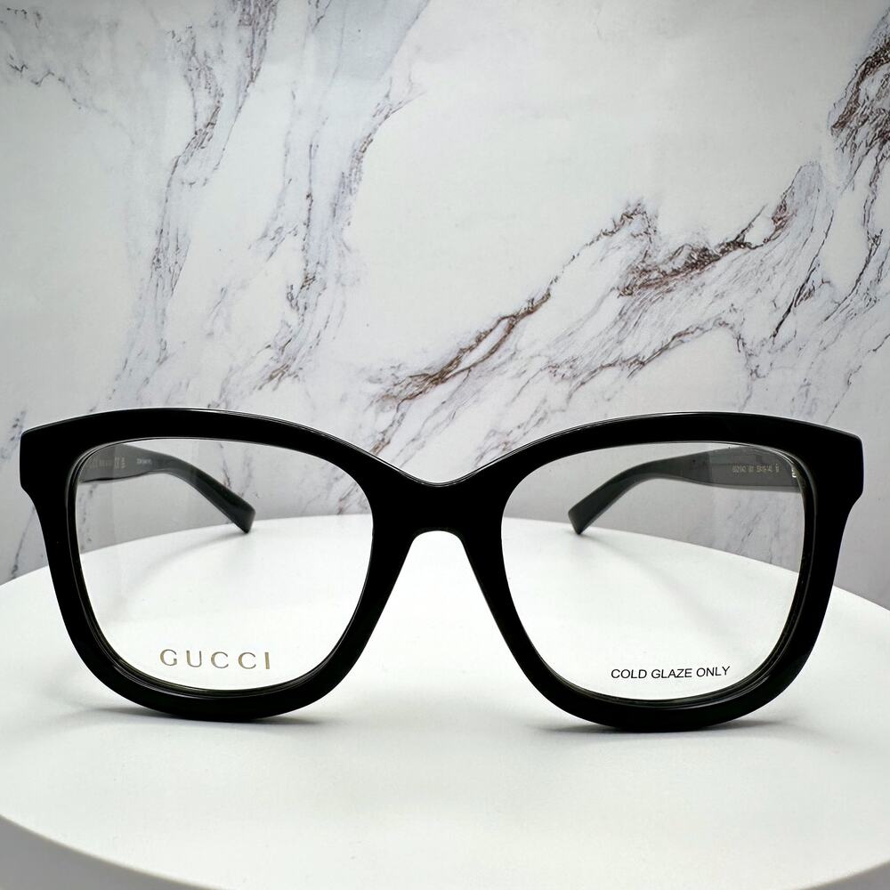 New GUCCI Eyeglasses 53-19-140 Black Square GG Logo Red Green Web Women Rx-able - Picture 2 of 16
